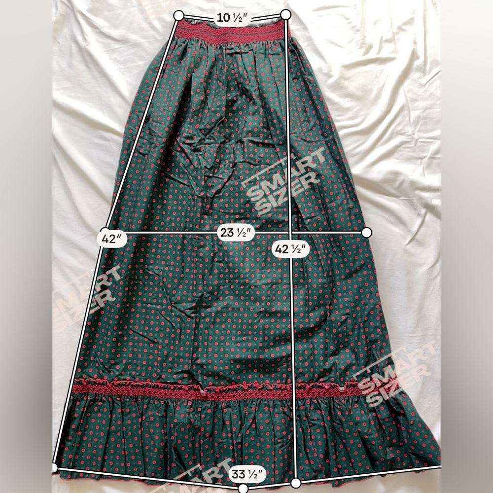 Handmade Green Smocked Top & Maxi Skirt Babydoll Boho Prairie Cottagecore Small - Picture 12 of 12